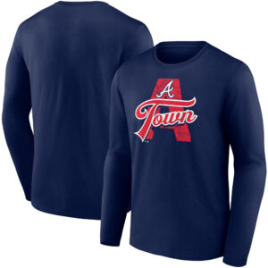 Men's Fanatics Navy Atlanta Braves A-Town Hometown Collection Long Sleeve T-Shirt