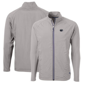 Men's Cutter & Buck Gray Penn State Nittany Lions Big & Tall Adapt Eco Knit Hybrid Recycled Full-Zip Jacket