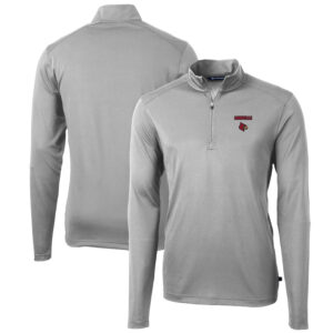 Men's Cutter & Buck Gray Louisville Cardinals Big & Tall Virtue Eco Pique Recycled Quarter-Zip Pullover Top