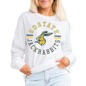 Women's Gameday Couture White South Dakota State Jackrabbits Vintage Days Oversized Lightweight Long Sleeve T-Shirt