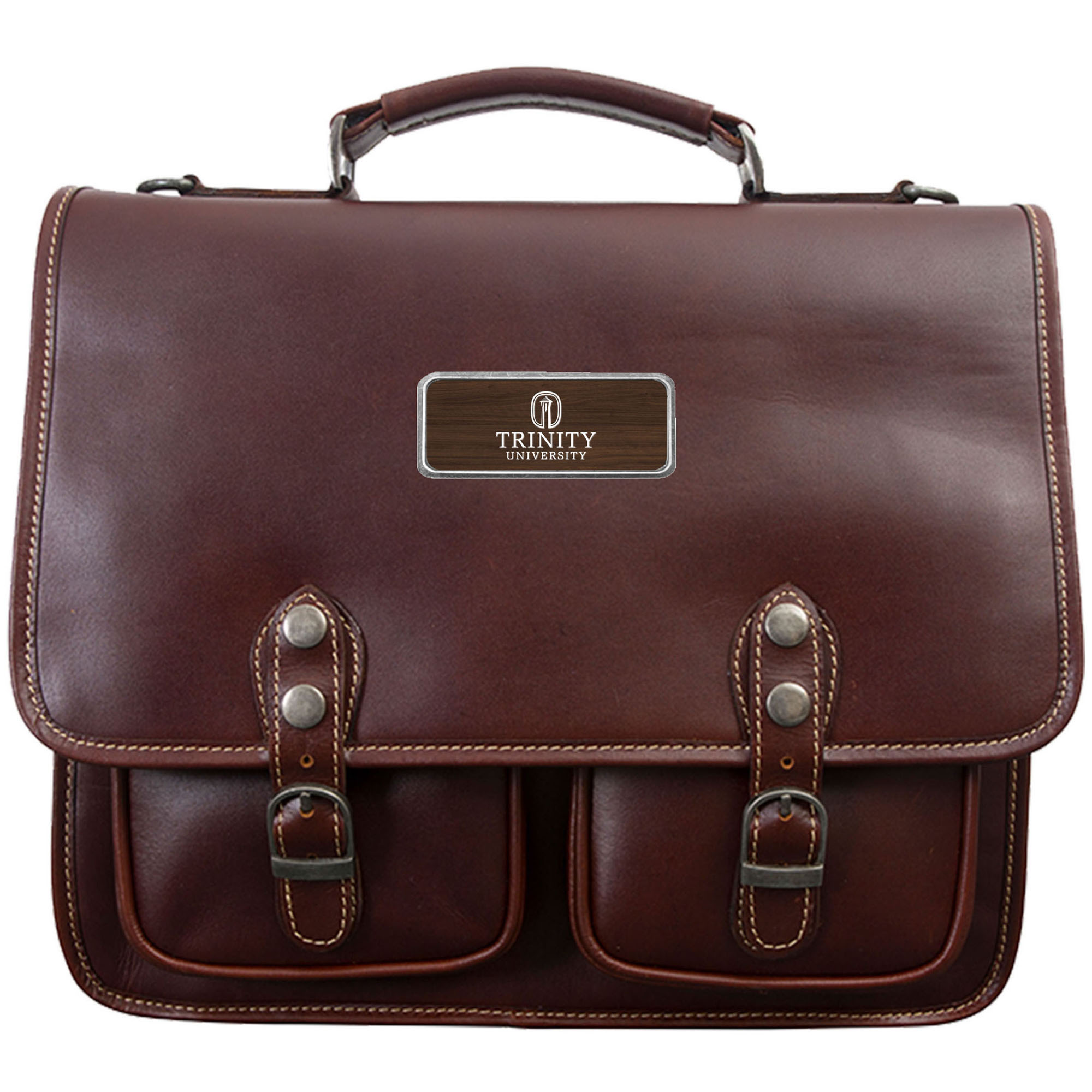 Brown Trinity Tigers Logo Plate Sabino Canyon Briefcase