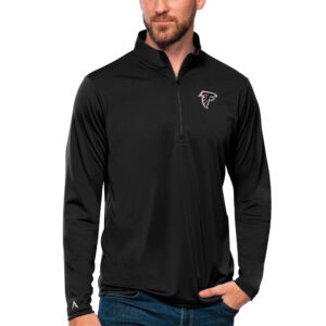 Men's Antigua Black Atlanta Falcons Tribute Quarter-Zip Lightweight Pullover Top