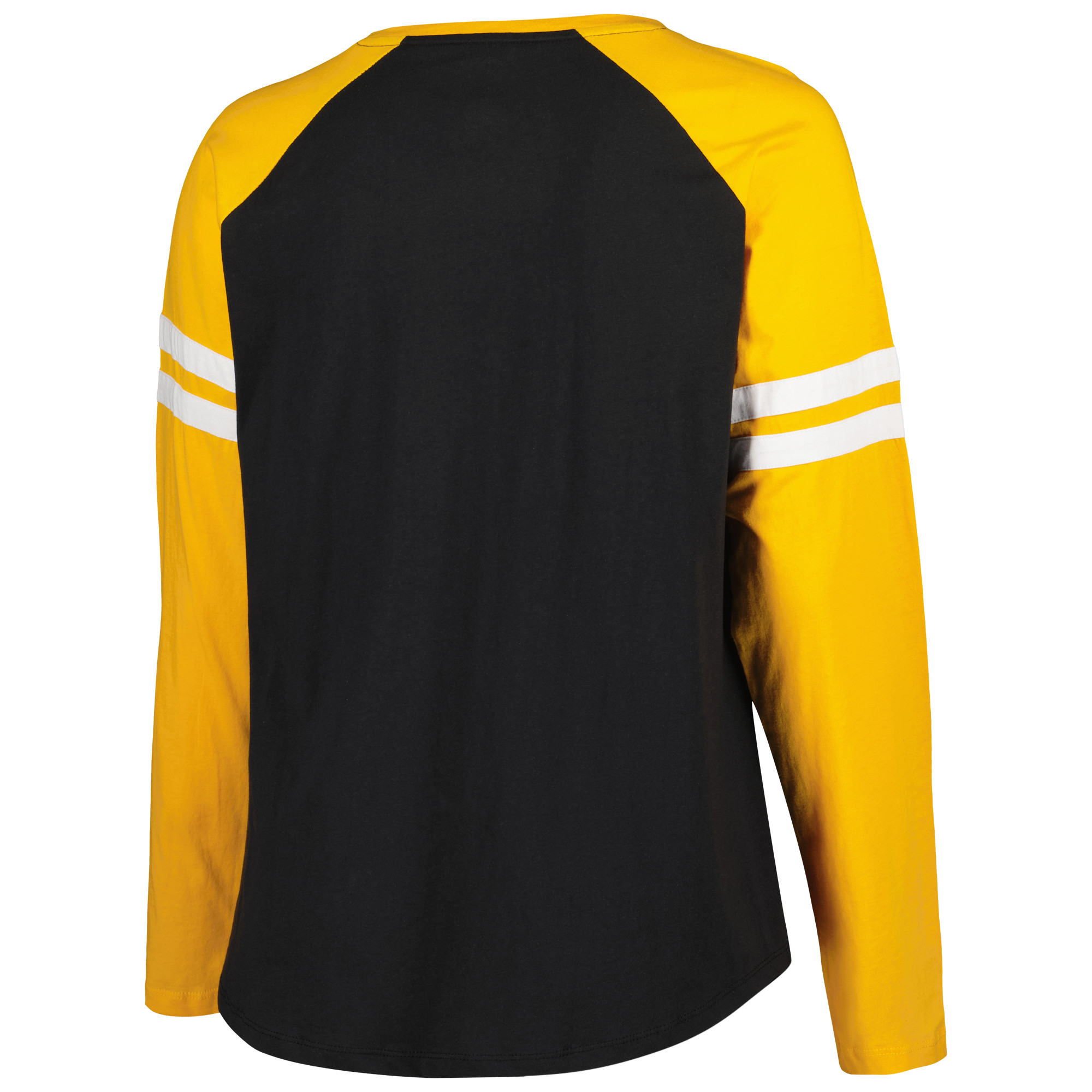 Women's Fanatics Black/Gold Pittsburgh Steelers Plus Size True to Form Lace-Up V-Neck Raglan Long Sleeve T-Shirt - Image 4