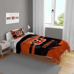Cincinnati Bengals Slanted Stripe 4-Piece Twin Bed Set