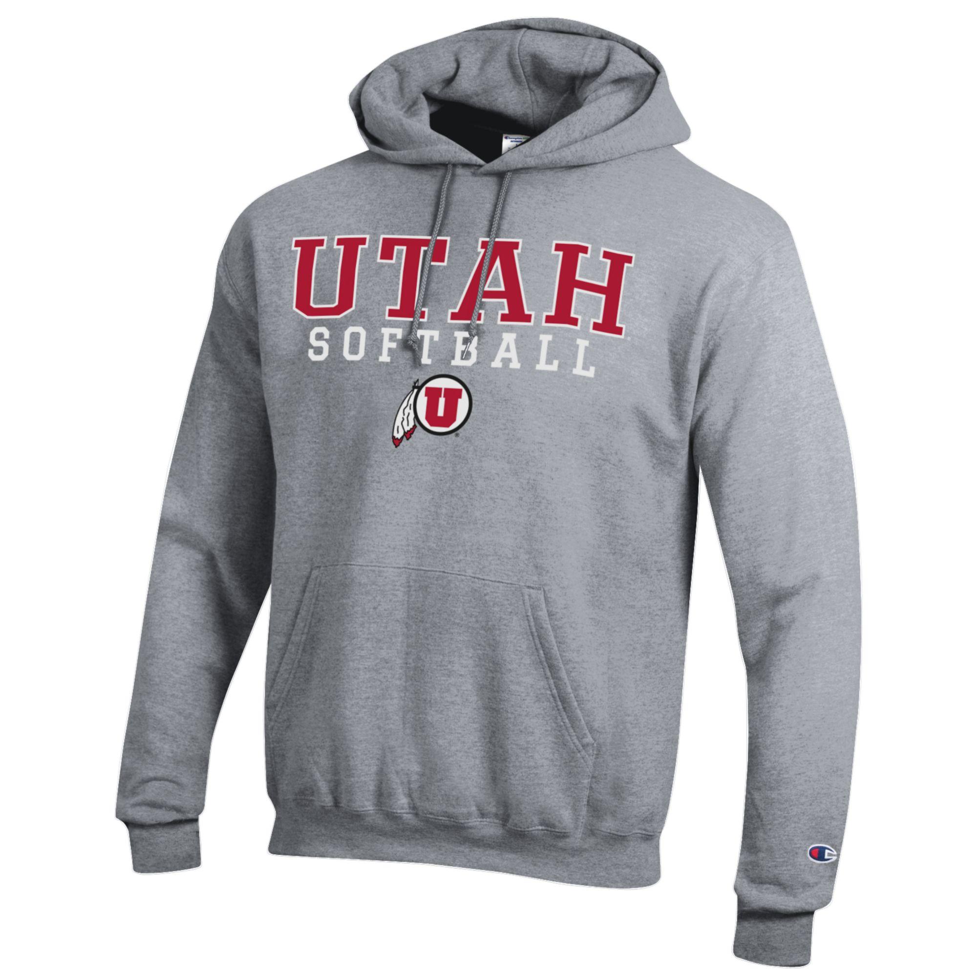 Men's Champion Gray Utah Utes Softball Stack Pullover Hoodie - Image 6