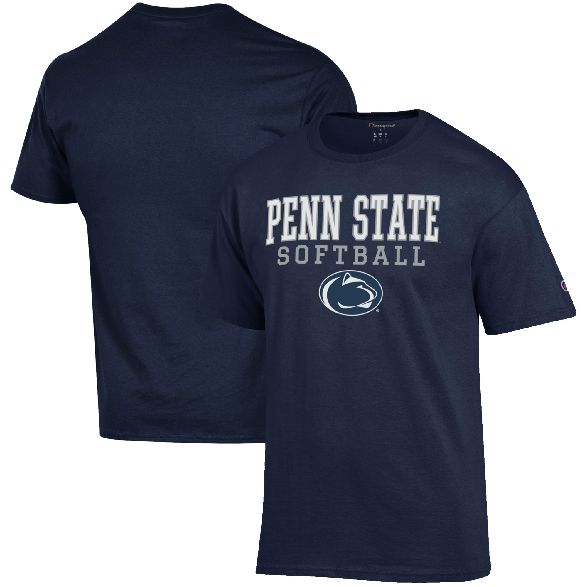 Men's Champion Navy Penn State Nittany Lions Softball Stack T-Shirt - Image 2