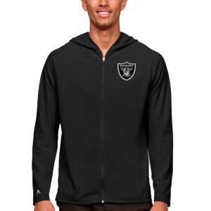 Men's Antigua Black Las Vegas Raiders Logo Legacy Full-Zip Hoodie