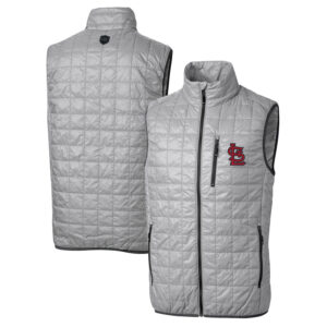Men's Cutter & Buck Gray St. Louis Cardinals Big & Tall Rainier Full-Zip Puffer Vest