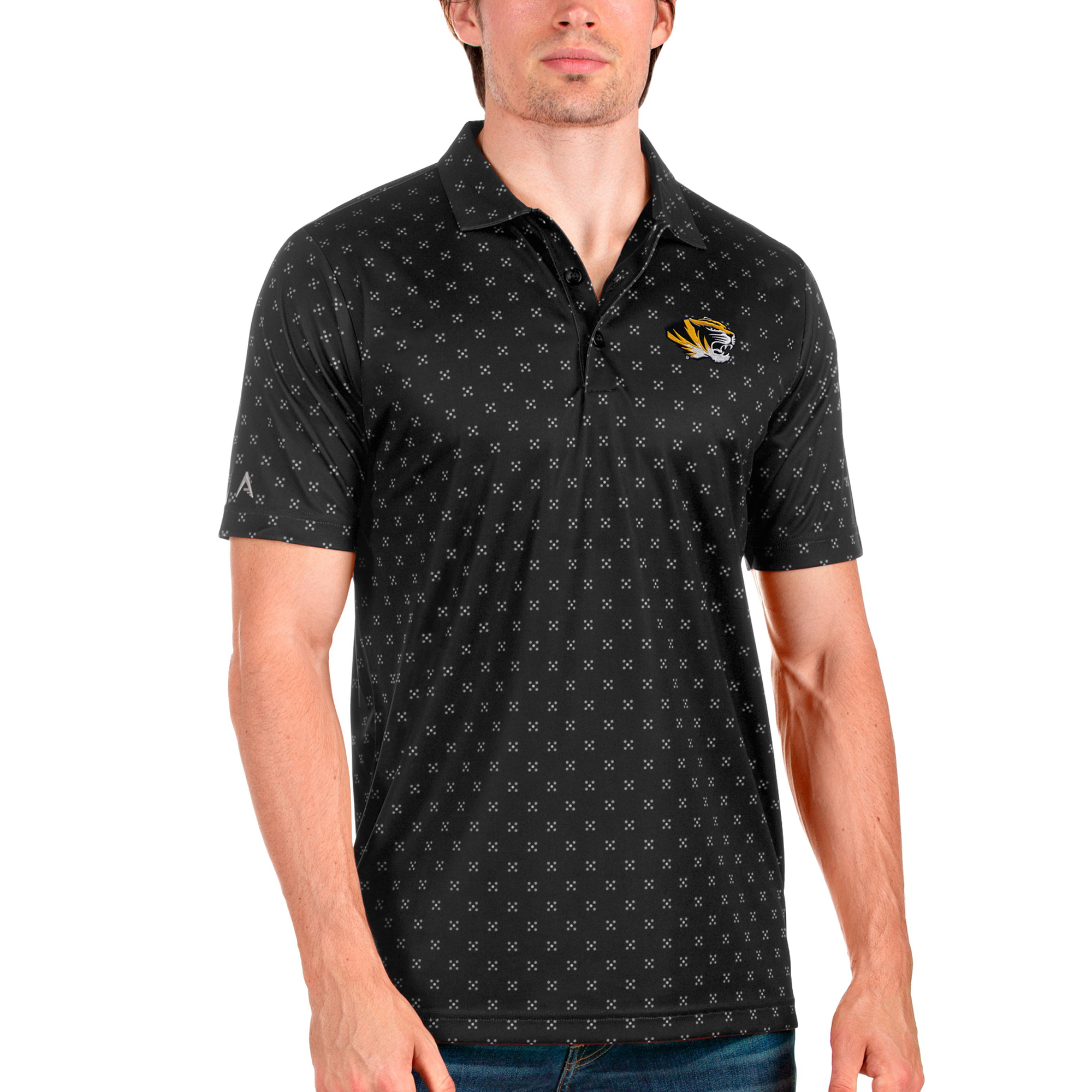 Men's Antigua Black/Steel Missouri Tigers Spark Polo