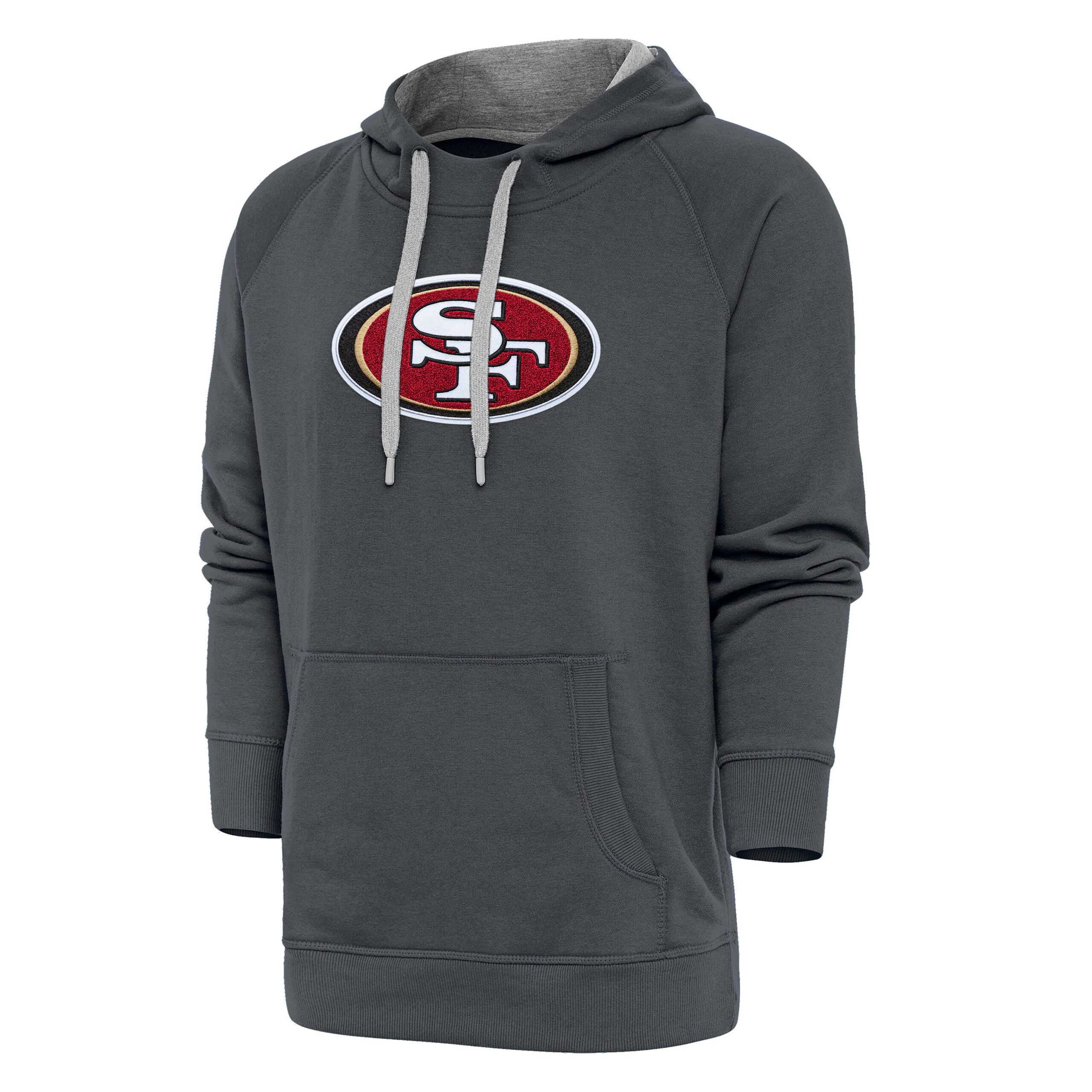 Men's Antigua Charcoal San Francisco 49ers Victory Chenille Pullover Hoodie