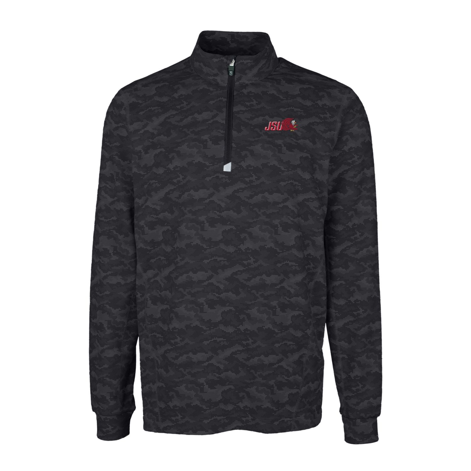 Men's Cutter & Buck Black Jacksonville State Gamecocks Traverse Camo Print Stretch Quarter-Zip Pullover Top - Image 3