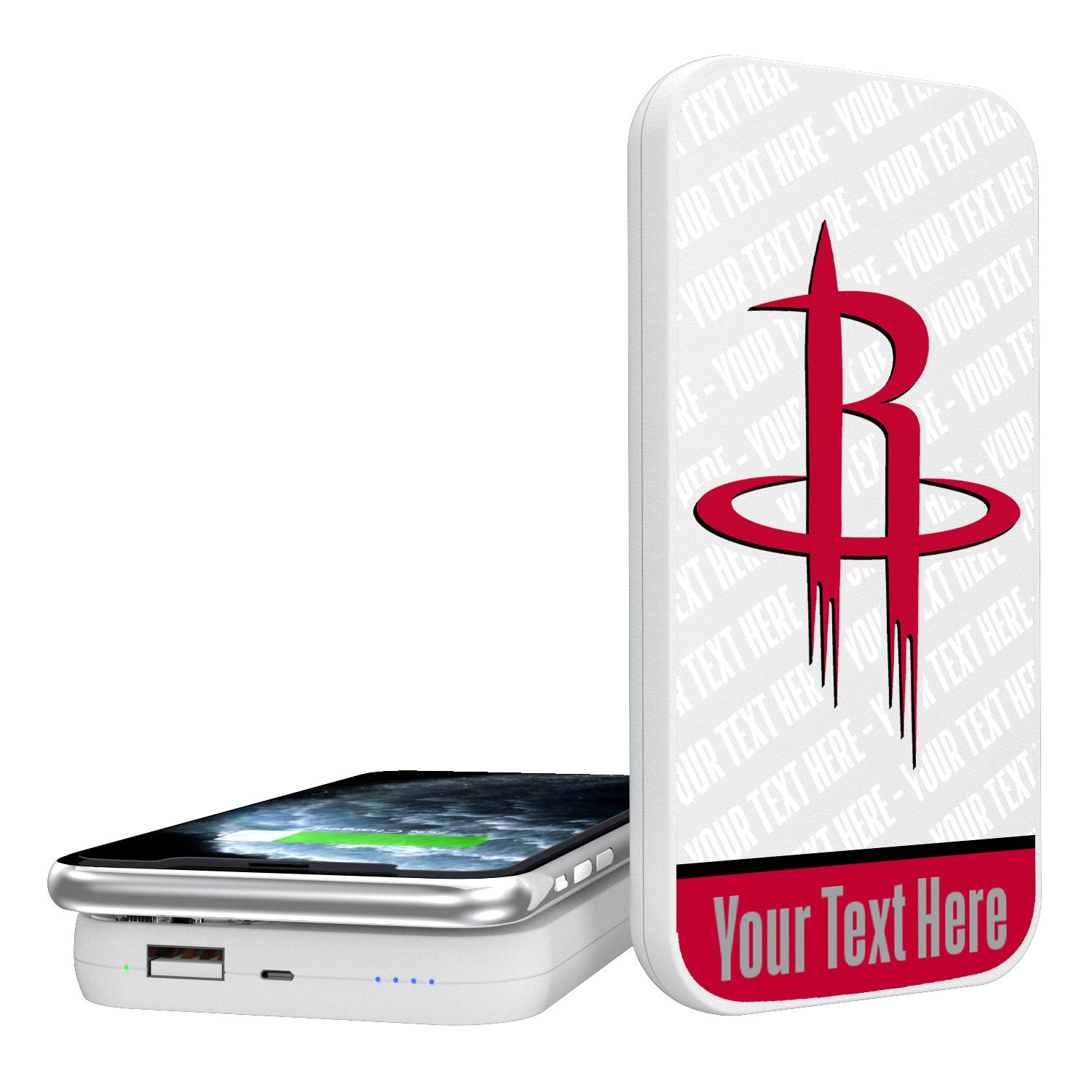 Houston Rockets Personalized 5000mAh Endzone Plus Design Wireless Magnetic Power Bank