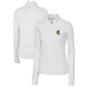 Women's Cutter & Buck White Pittsburgh Steelers Throwback Logo Traverse Stretch Quarter-Zip Pullover Top