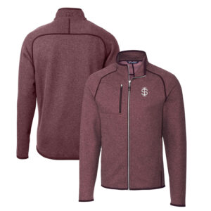 Men's Cutter & Buck Maroon Southern Illinois Salukis Mainsail Sweater-Knit Full-Zip Jacket