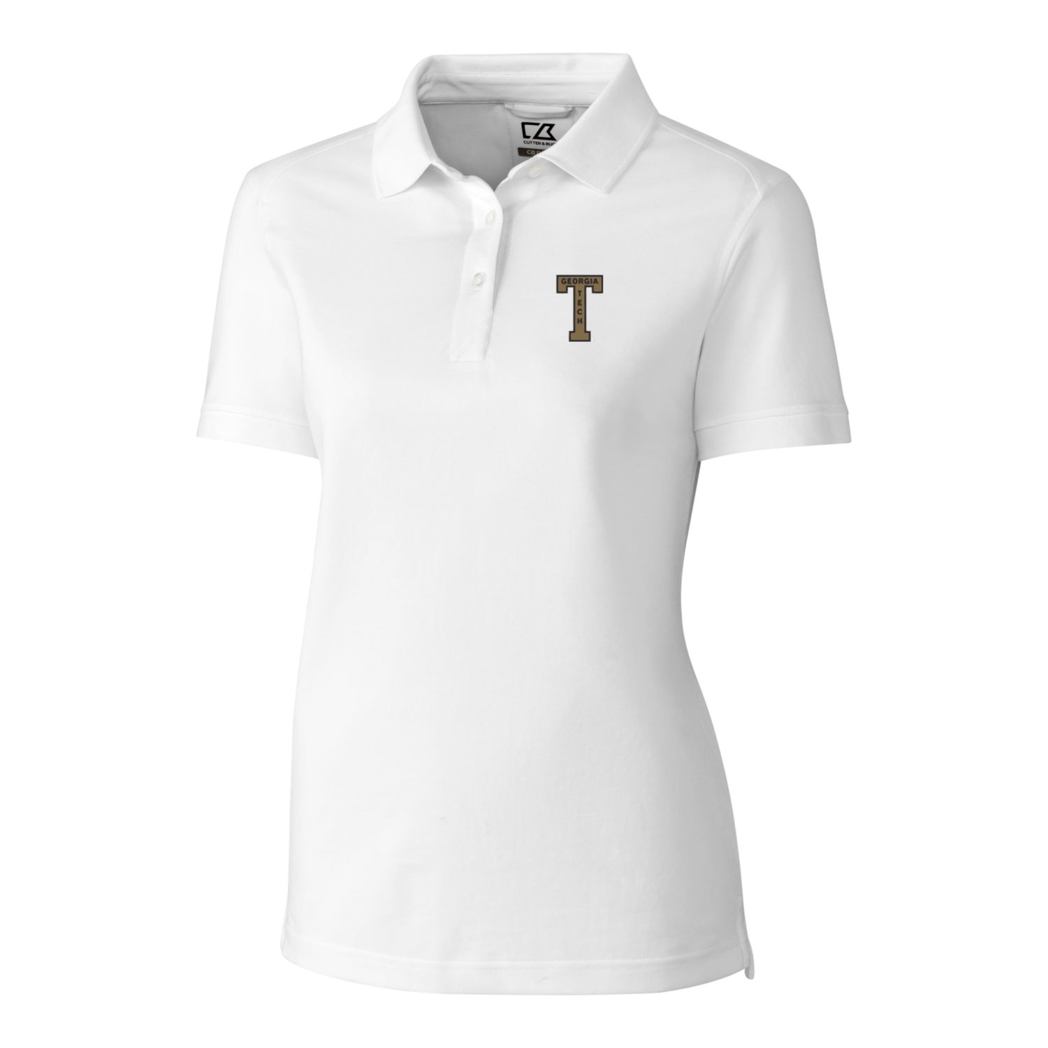 Women's Cutter & Buck White Georgia Tech Yellow Jackets Advantage Tri-Blend Pique Polo - Image 3