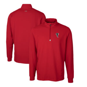 Men's Cutter & Buck Red Atlanta Falcons Throwback Logo Traverse Stretch Quarter-Zip Pullover Top