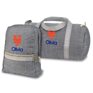 New York Mets Personalized Small Backpack and Duffle Bag Set