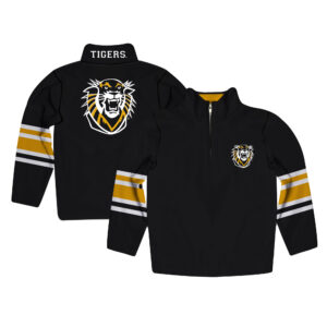 Men's Antigua Heather Black Cuban Giants Fortune Quarter-Zip Pullover Jacket