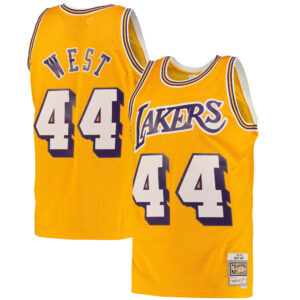 Los Angeles Lakers Jerry West Road Swingman Jersey By Mitchell & Ness - Light Gold - Mens