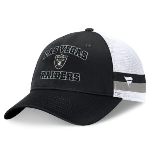 Men's Fanatics  Black/White Las Vegas Raiders Fundamentals Side Stripe Trucker Adjustable Hat