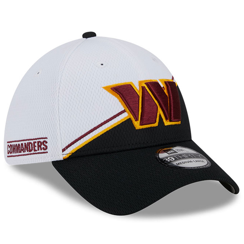 Men's New Era White/Black Washington Commanders 2023 Sideline 39THIRTY Flex Hat