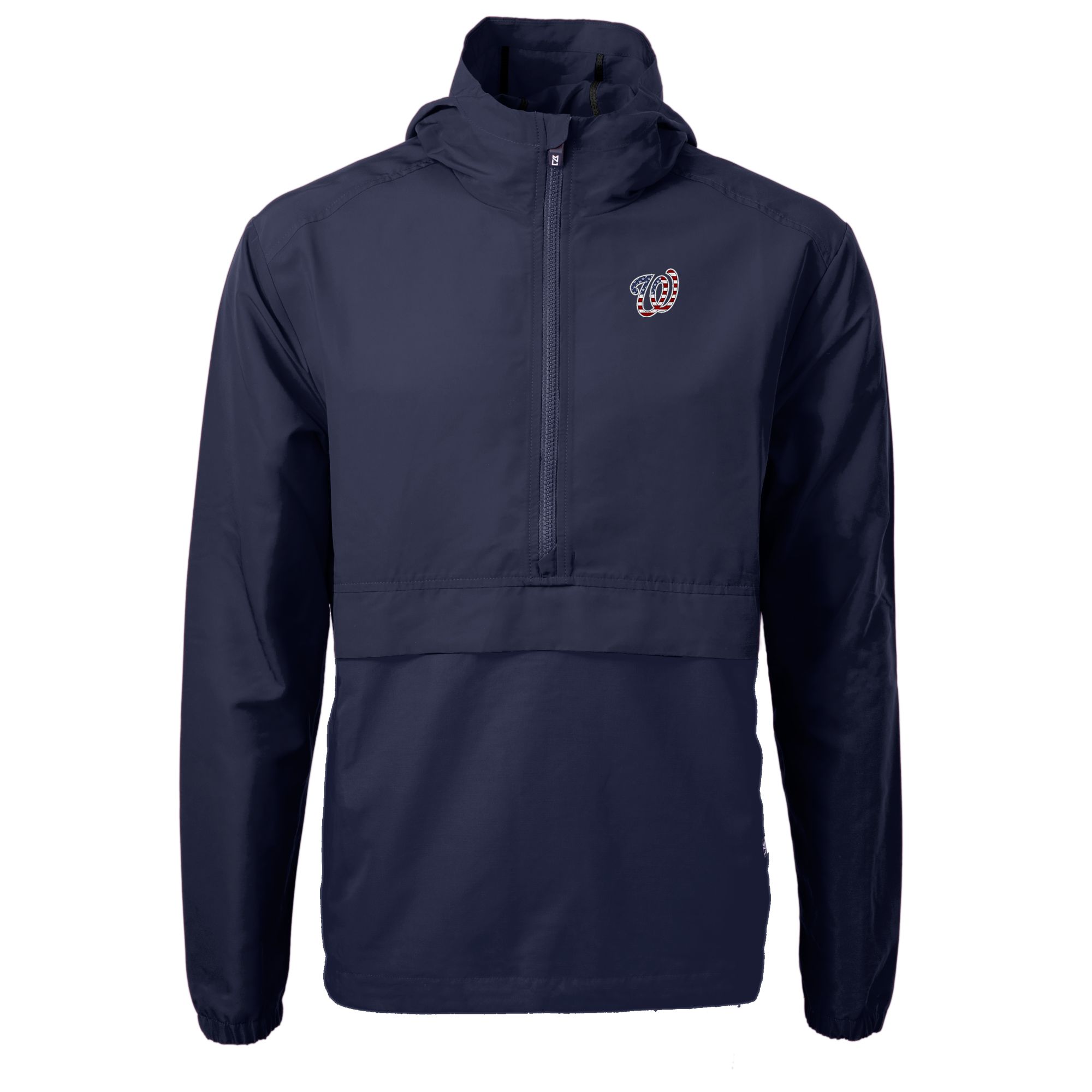 Men's Cutter & Buck Navy Washington Nationals Americana Logo Charter Eco Knit Recycled Anorak Half-Zip Jacket - Image 6