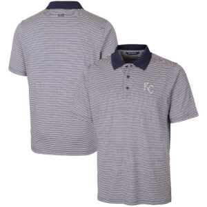 Men's Cutter & Buck  Navy Kansas City Royals Forge Tonal Stripe Stretch Polo