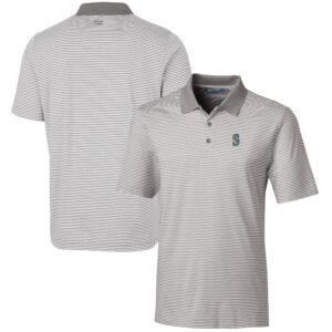 Men's Cutter & Buck  Gray Seattle Mariners Forge Tonal Stripe Stretch Polo
