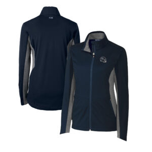 Women's Cutter & Buck  Navy Tennessee Titans Helmet Logo Navigate Softshell Full-Zip Jacket