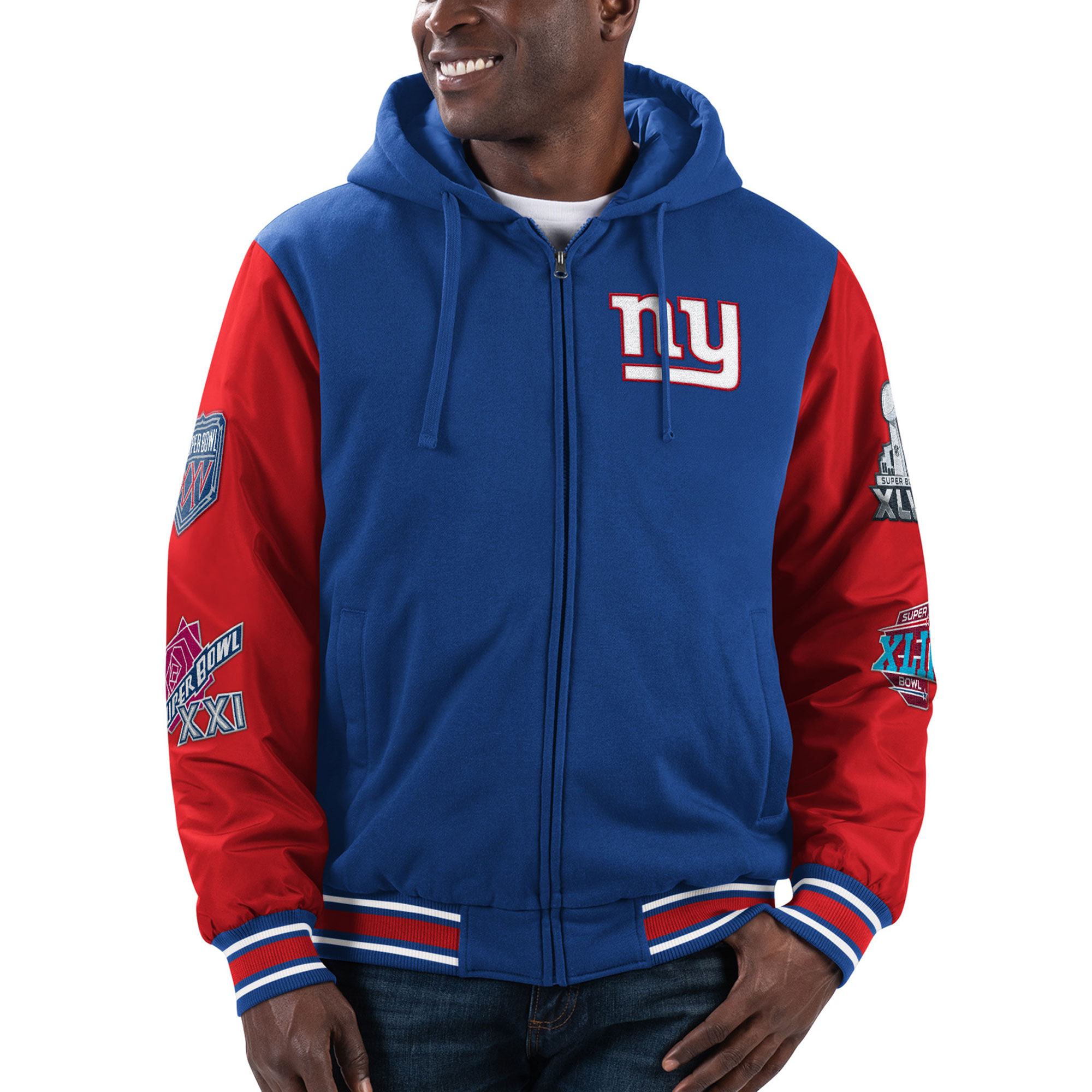 Men's G-III Sports by Carl Banks Royal/Red New York Giants Player Option Full-Zip Hoodie - Image 6