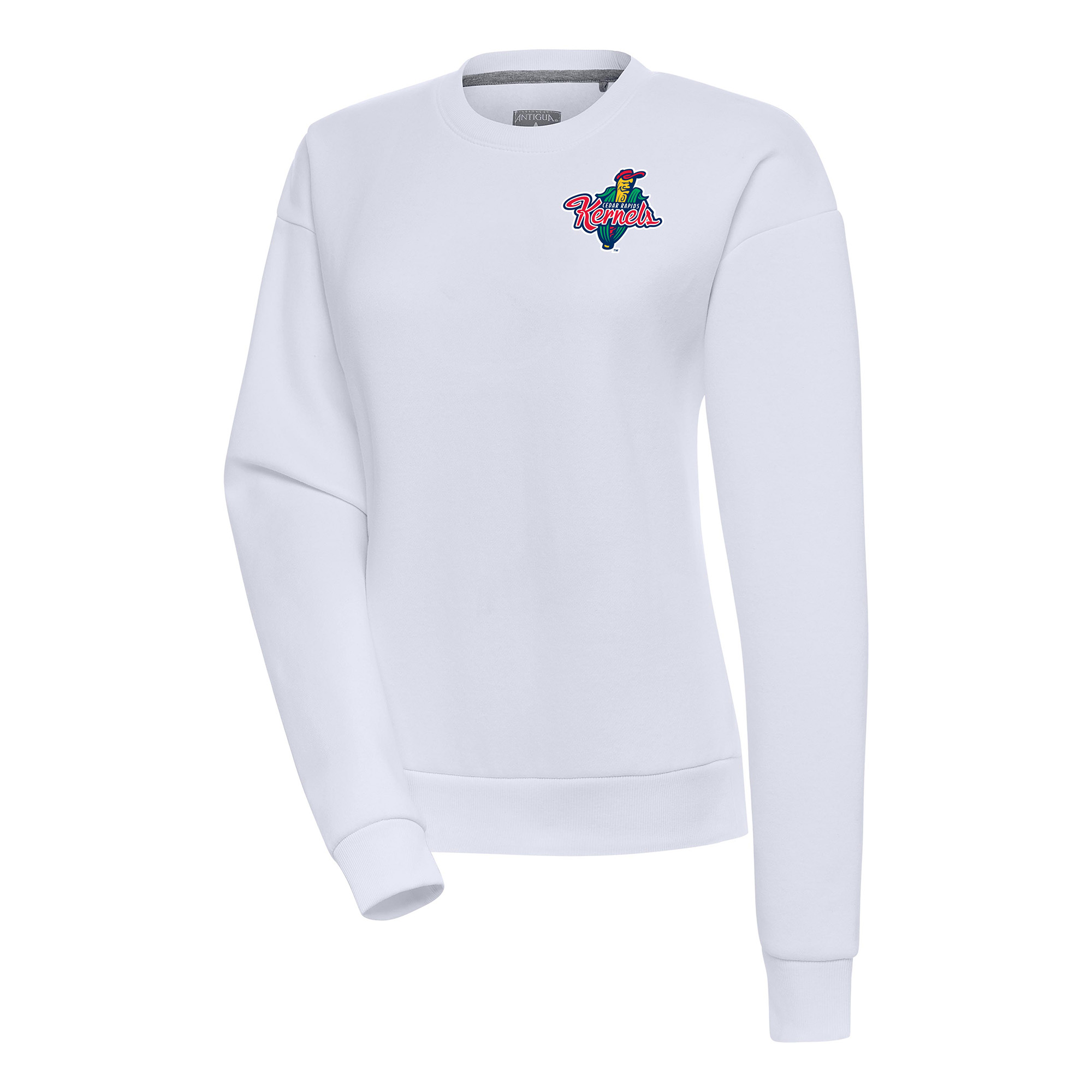 Women's Antigua White Cedar Rapids Kernels Victory Pullover Sweatshirt