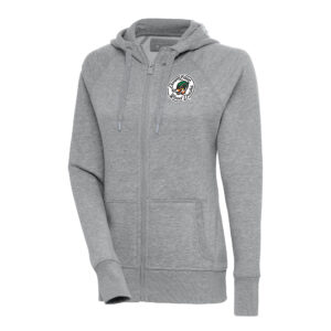 Women's Antigua  Heather Gray Down East Wood Ducks Victory Full-Zip Hoodie