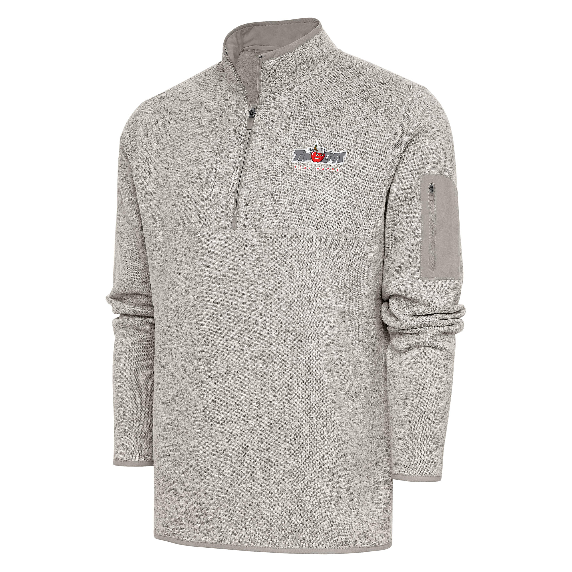 Men's Antigua Oatmeal Fort Wayne TinCaps Fortune Quarter-Zip Pullover Jacket