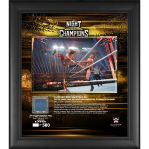 Gunther WWE Framed 15" x 17" 2023 Night of Champions Collage with a Piece of Match-Used Canvas - Limited Edition of 500