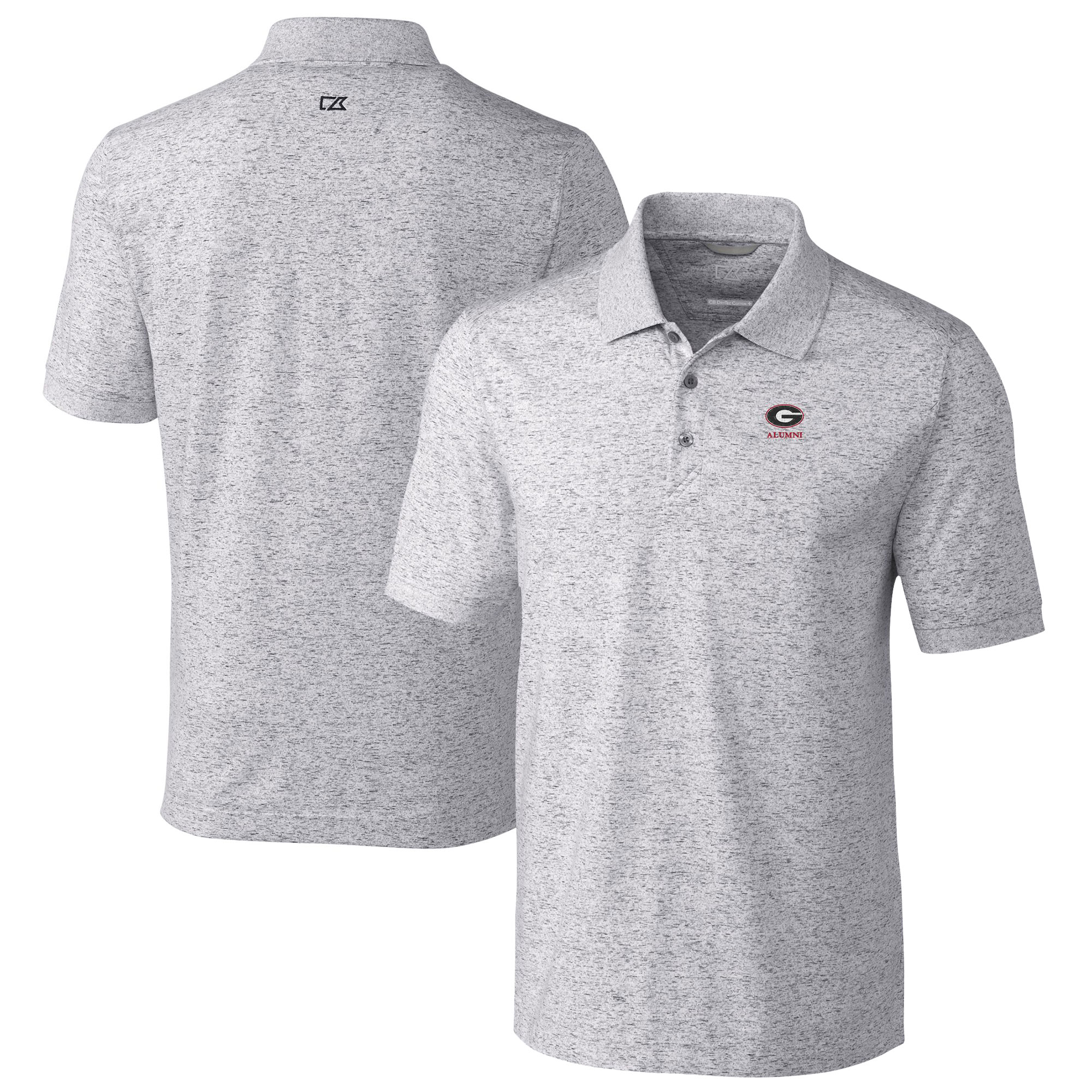Men's Cutter & Buck Gray Georgia Bulldogs Alumni Logo Advantage Space Dye Tri-Blend DryTec Polo