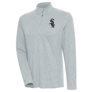 Women's Antigua  Heather Gray Chicago White Sox Confront Quarter-Zip Pullover Top