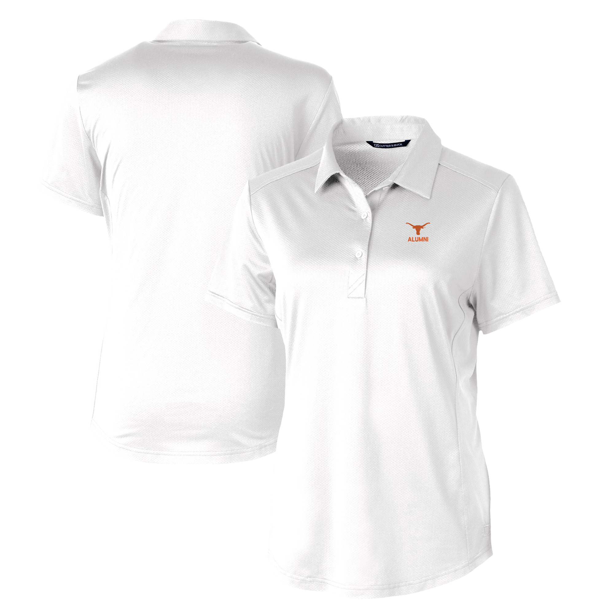 Women's Cutter & Buck White Texas Longhorns Alumni DryTec Prospect Textured Stretch Polo