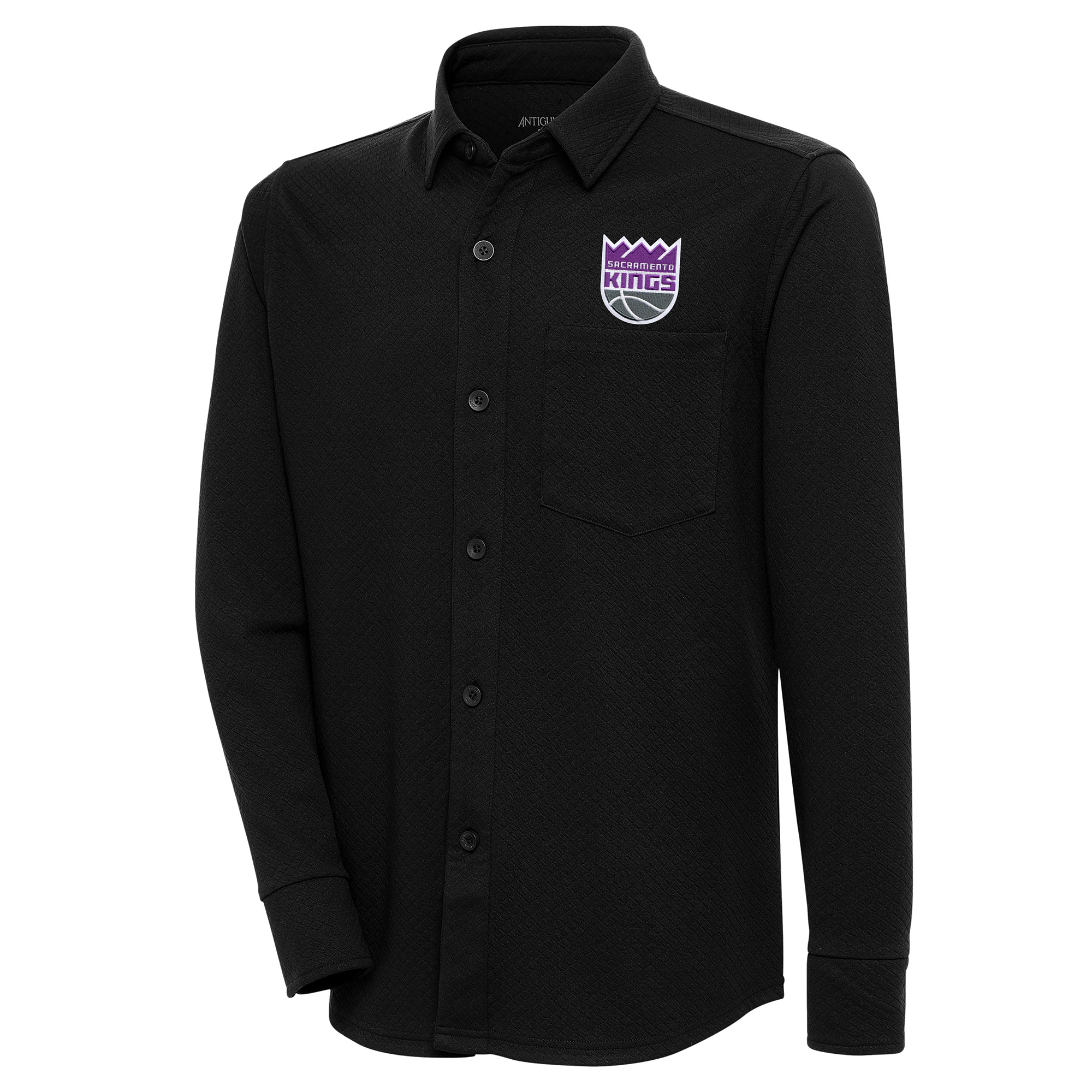 Men's Antigua Black Sacramento Kings Steamer Button-Up Shacket