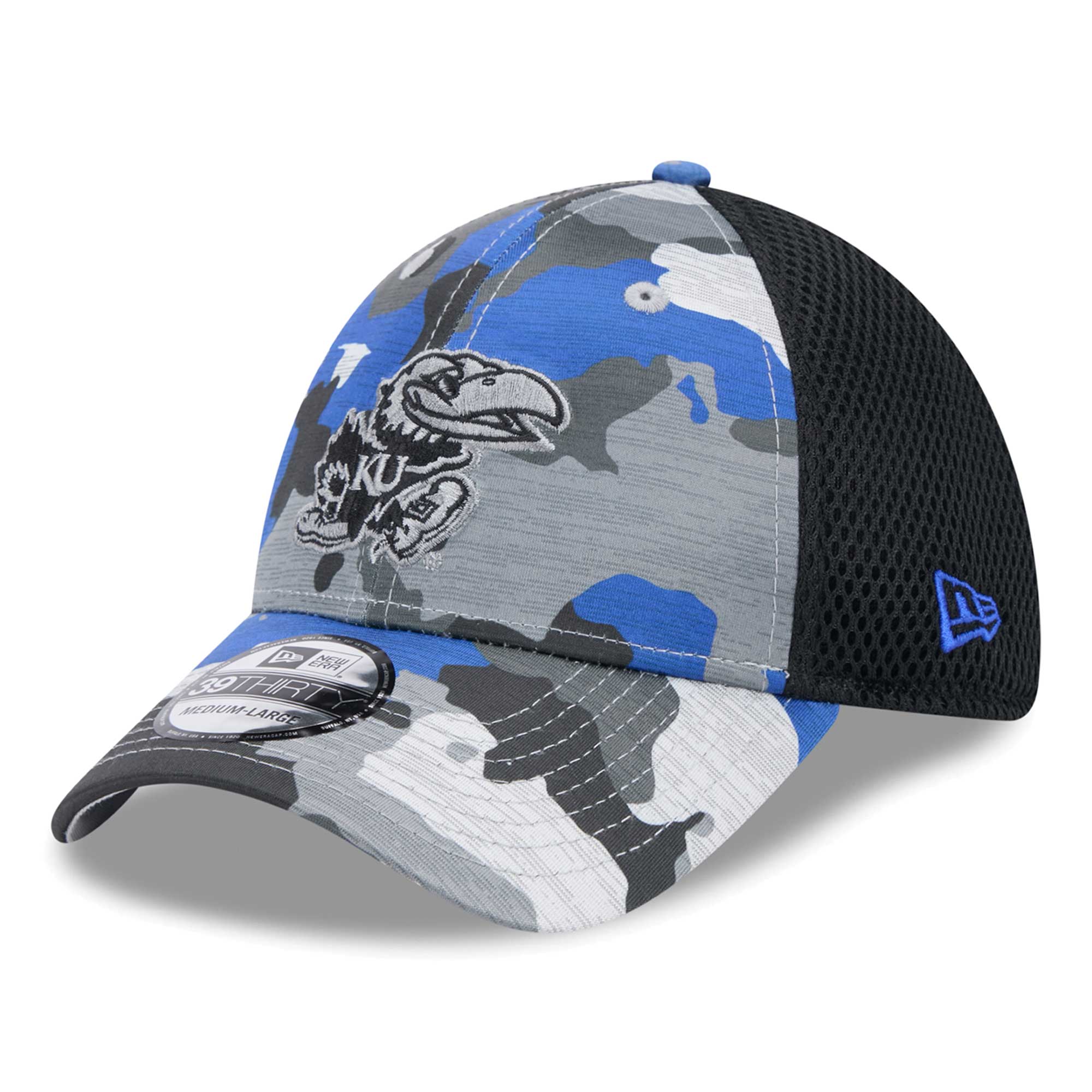 Men's New Era Camo/Black Kansas Jayhawks Active 39THIRTY Flex Hat - Image 2