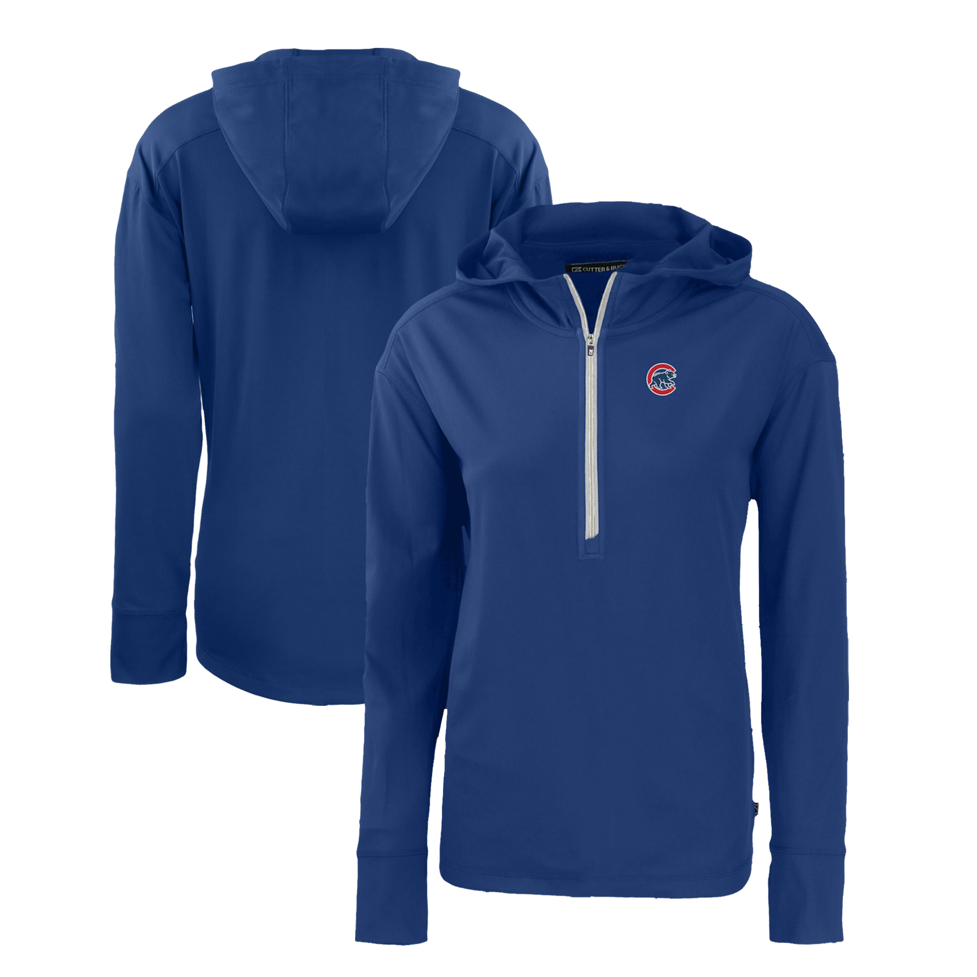 Women's Cutter & Buck Royal Chicago Cubs Daybreak Eco Recycled Half-Zip Hoodie