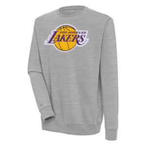 Men's Antigua  Heather Gray Los Angeles Lakers Victory Pullover Sweatshirt
