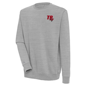 Men's Antigua  Heather Gray Tampa Bay Buccaneers Victory Pullover Sweatshirt