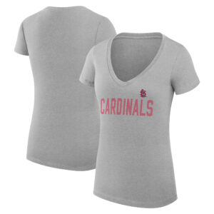 Women's G-III 4Her by Carl Banks  Gray St. Louis Cardinals Dot Print V-Neck Fitted T-Shirt