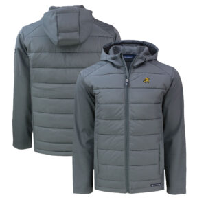 Men's Cutter & Buck  Gray Wichita State Shockers Big & Tall Evoke Hybrid Eco Softshell Recycled Full-Zip Hoodie