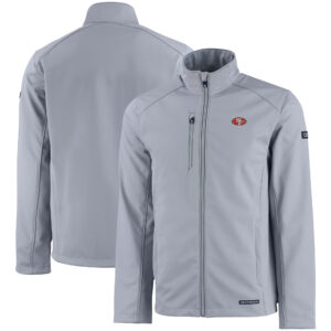 Men's Cutter & Buck Gray San Francisco 49ers Evoke Eco Softshell Recycled Full-Zip Jacket