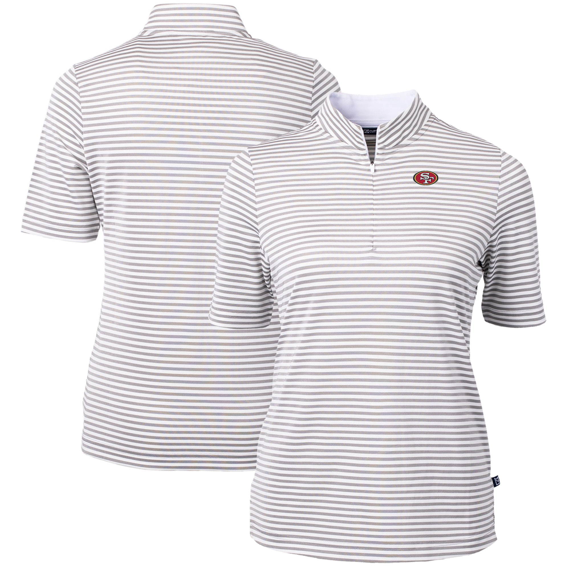 Women's Cutter & Buck Gray San Francisco 49ers DryTec Virtue Eco Pique Stripe Recycled Polo - Image 2