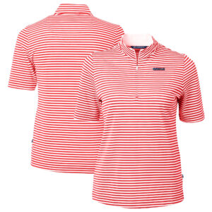 Women's Cutter & Buck  Scarlet San Francisco 49ers  DryTec Virtue Eco Pique Stripe Recycled Polo