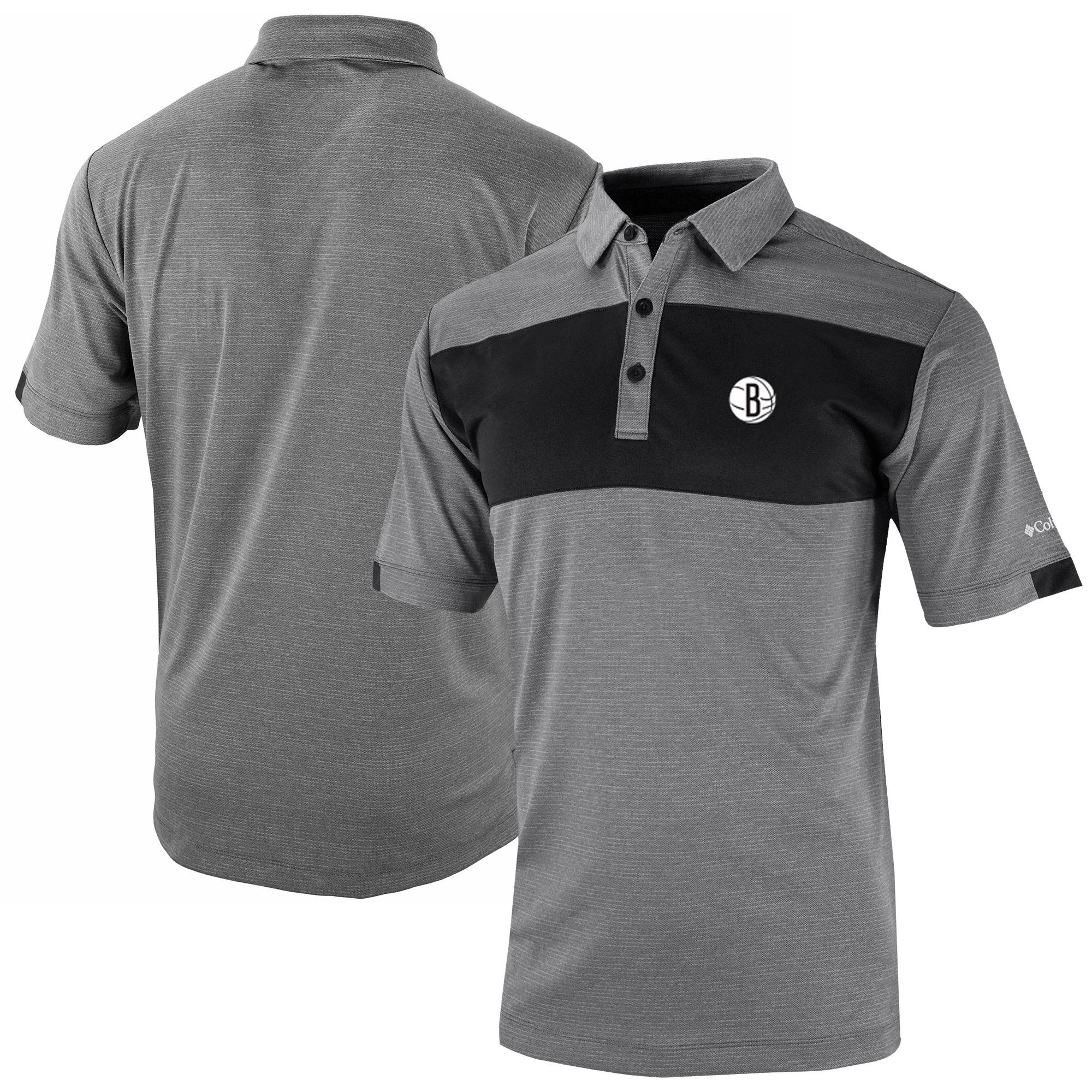 Men's Columbia Black Brooklyn Nets Omni-Wick Total Control Polo