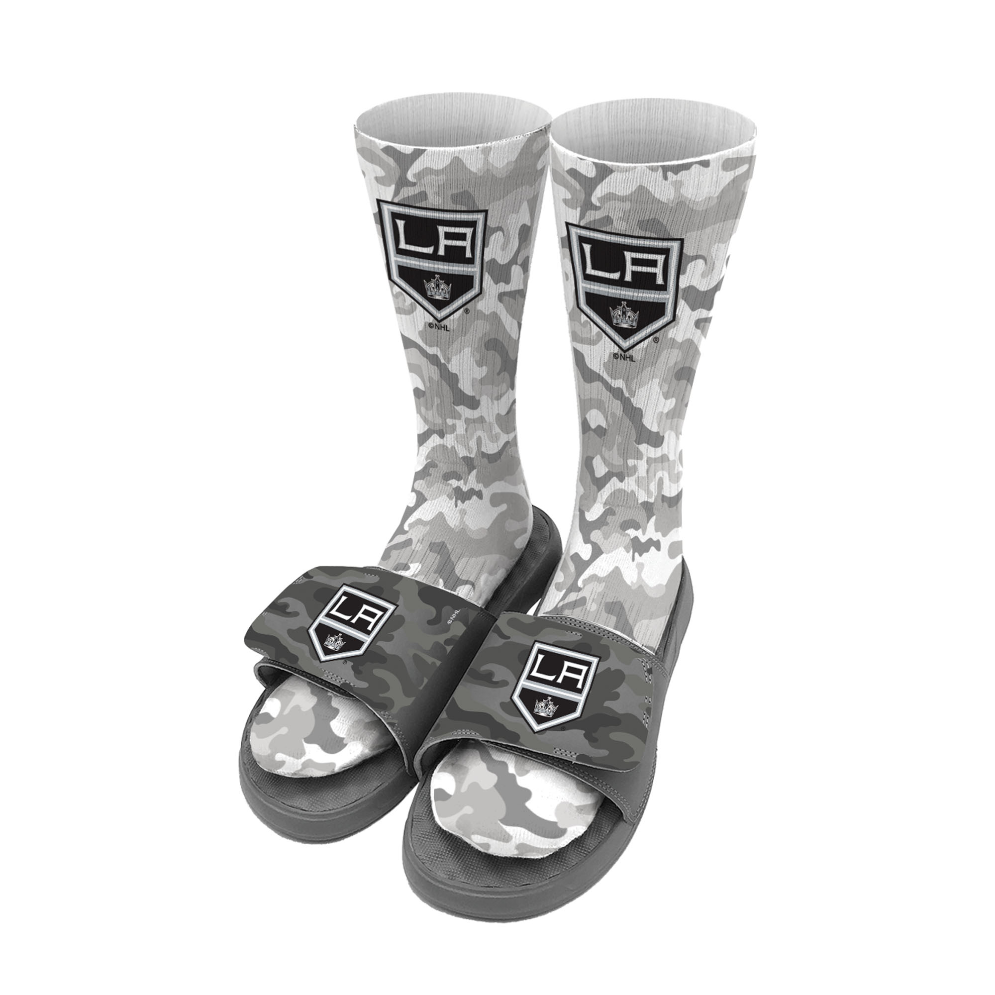 Youth ISlide Gray Los Angeles Kings Camo Sock & Slide Bundle