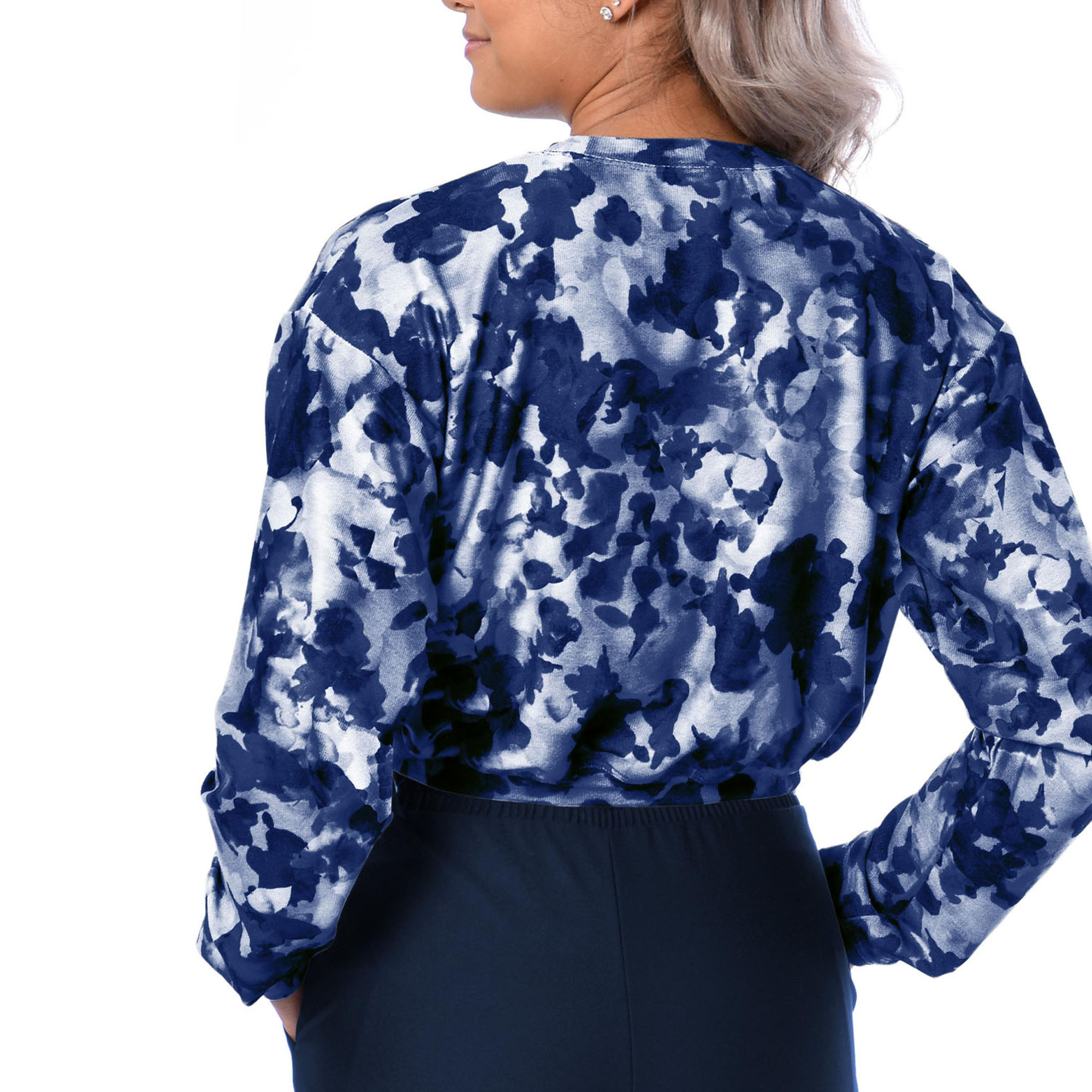 Women's Certo Navy Chicago Bears Cropped Long Sleeve T-Shirt - Image 5